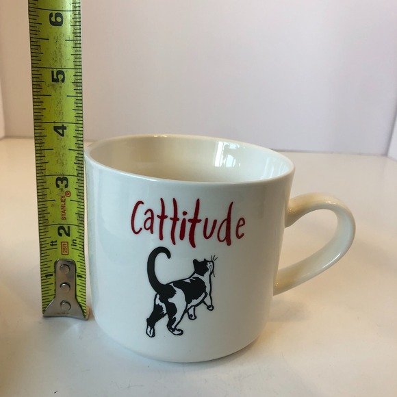 Stoneware Cattitude Cat Mug Coffee Cup Opal House Stoneware Black White Cat 16oz - Picture 5 of 5